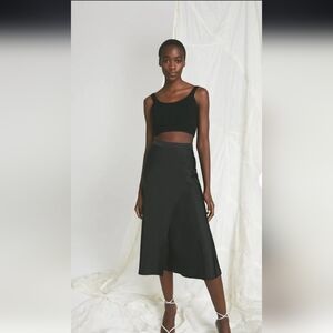 Dynamite Satin Wrap Maxi Skirt Black Size Large